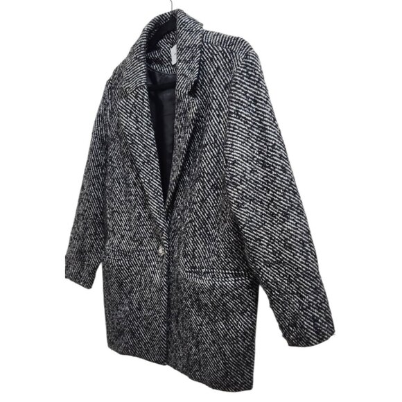 SUNCOO Paris Manteau Edison Coat Jacket T1 Women Black White Tweed Wool Blend - Picture 4 of 15